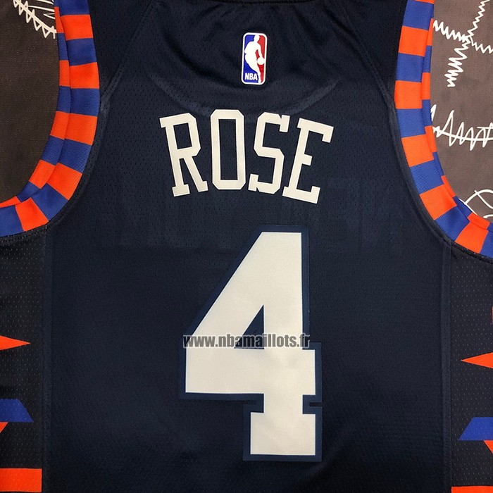 Maillot New York Knicks Derrick Rose NO 4 Ville Edition 2019-20 Bleu